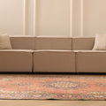 Vintage Isparta Turkish Area Rug 6x9 ft — Red & Beige Floral