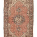 Vintage Isparta Turkish Area Rug 6x9 ft — Red & Beige Floral