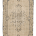 Vintage Isparta Turkish Area Rug 6x9 ft — Beige & Gray Floral