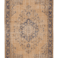 Vintage Isparta Turkish Area Rug 6x9 ft — Beige & Blue Floral