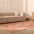 Vintage Isparta Turkish Area Rug 6x10 ft — Red & Beige Floral