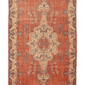 Vintage Isparta Turkish Area Rug 6x10 ft — Red & Beige Floral
