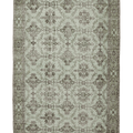 Vintage Isparta Turkish Area Rug 6x9 ft — Green & Gray Floral