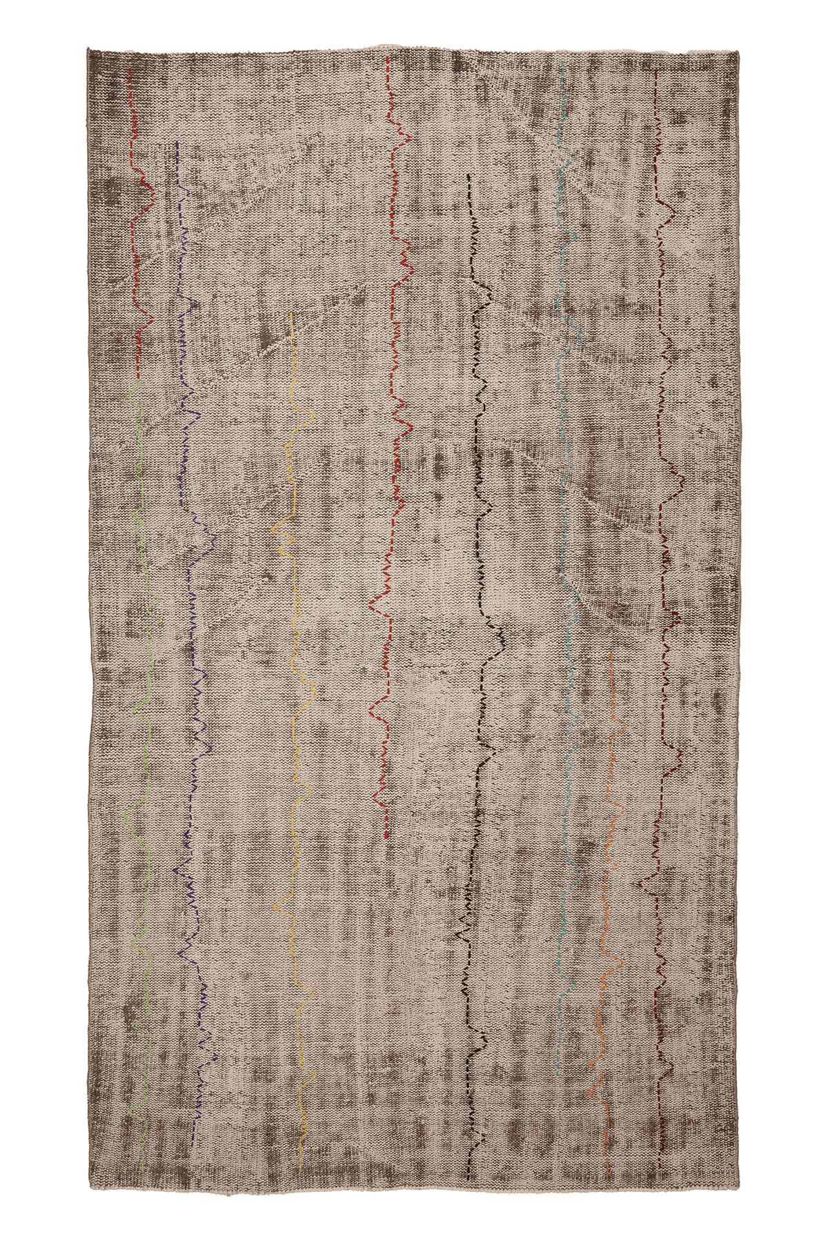 Vintage Manisa Turkish Area Rug 5x10 ft — Beige & Brown Stripped