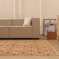 Vintage Isparta Turkish Area Rug 7x9 ft — Beige & Brown Floral