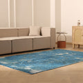 Vintage Isparta Turkish Area Rug 6x9 ft — Blue & White Overdyed