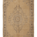Vintage Isparta Turkish Area Rug 6x9 ft — Beige & Gray Floral