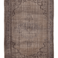 Vintage Isparta Turkish Area Rug 6x9 ft — Brown & Gray Floral