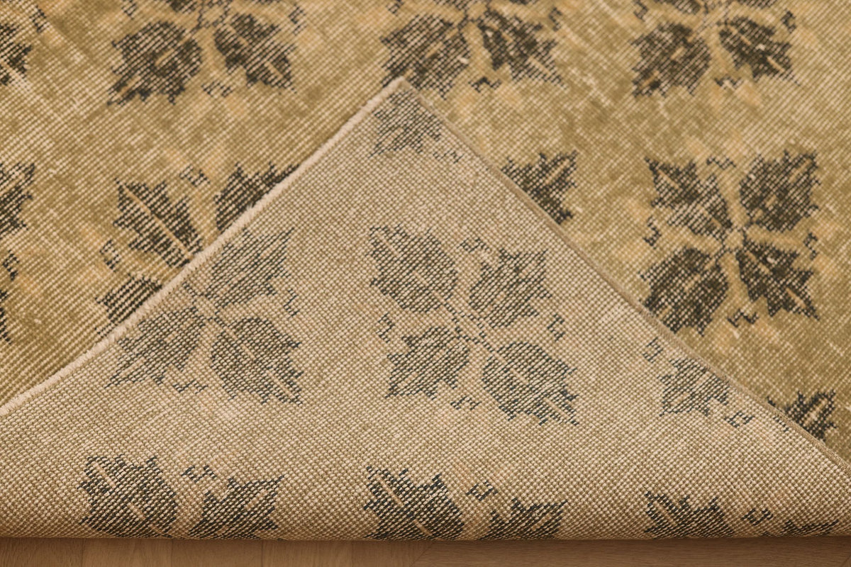 Vintage Isparta Turkish Area Rug 6x9 ft — Beige & Brown Floral