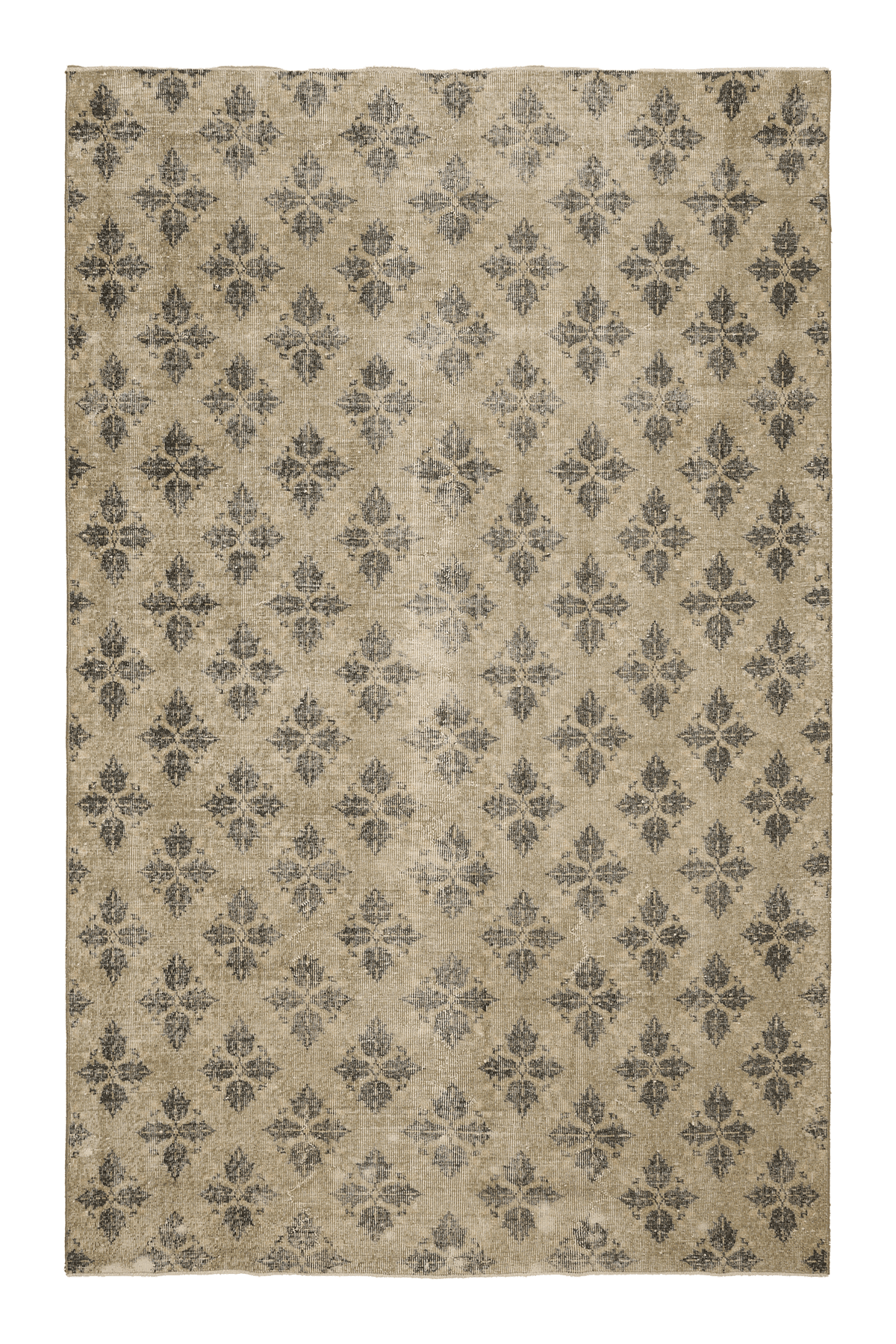 Vintage Isparta Turkish Area Rug 6x9 ft — Beige & Brown Floral