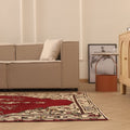 Vintage Çanakkale Turkish Area Rug 6x8 ft — Red & Beige Floral