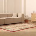 Vintage Isparta Turkish Area Rug 5x8 ft — Beige & Red Floral