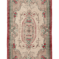 Vintage Isparta Turkish Area Rug 5x8 ft — Beige & Red Floral