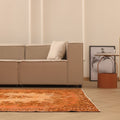 Vintage Isparta Turkish Area Rug 5x9 ft — Orange & Brown Floral