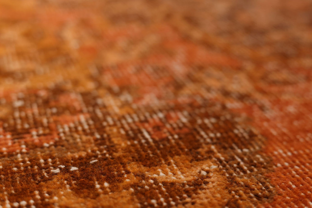 Vintage Isparta Turkish Area Rug 5x9 ft — Orange & Brown Floral