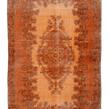 Vintage Isparta Turkish Area Rug 5x9 ft — Orange & Brown Floral