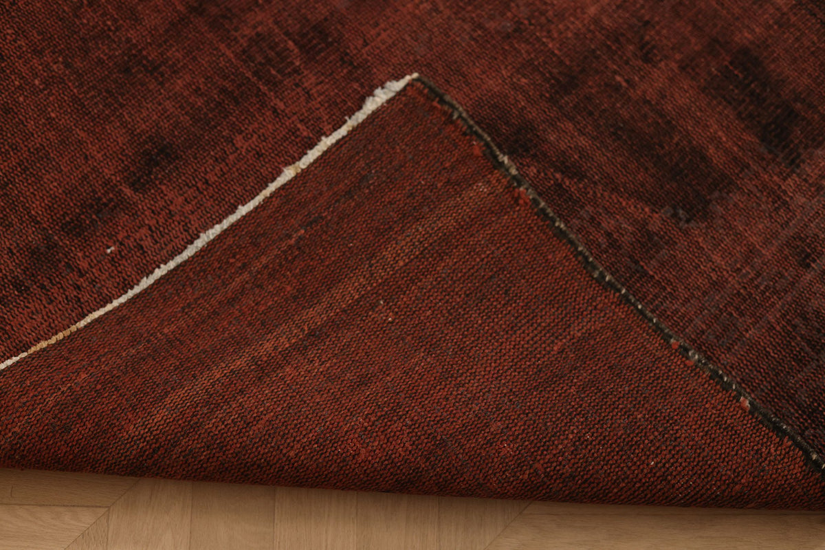 Vintage Manisa Turkish Area Rug 6x9 ft — Red & Brown Overdyed