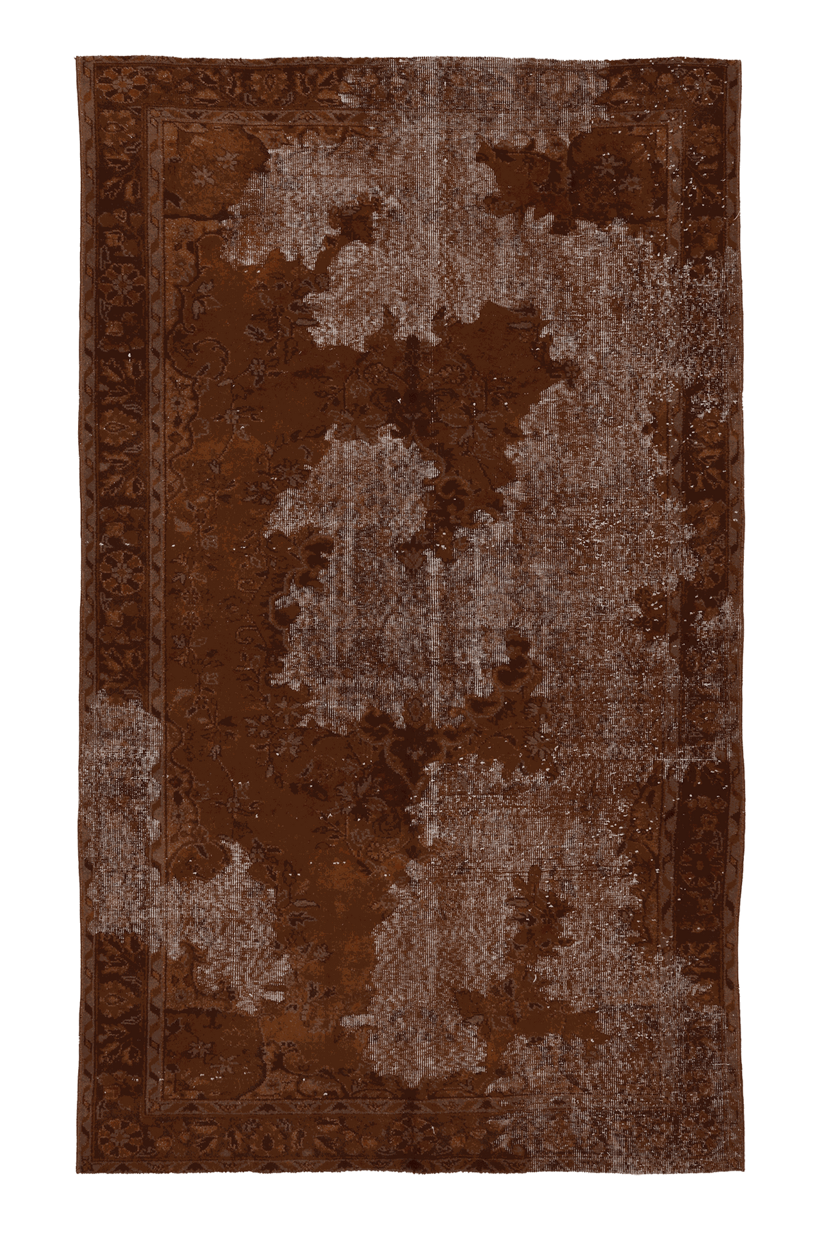 Vintage Manisa Turkish Area Rug 5x9 ft — Brown & Beige Floral
