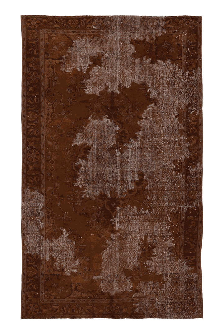Vintage Manisa Turkish Area Rug 5x9 ft — Brown & Beige Floral