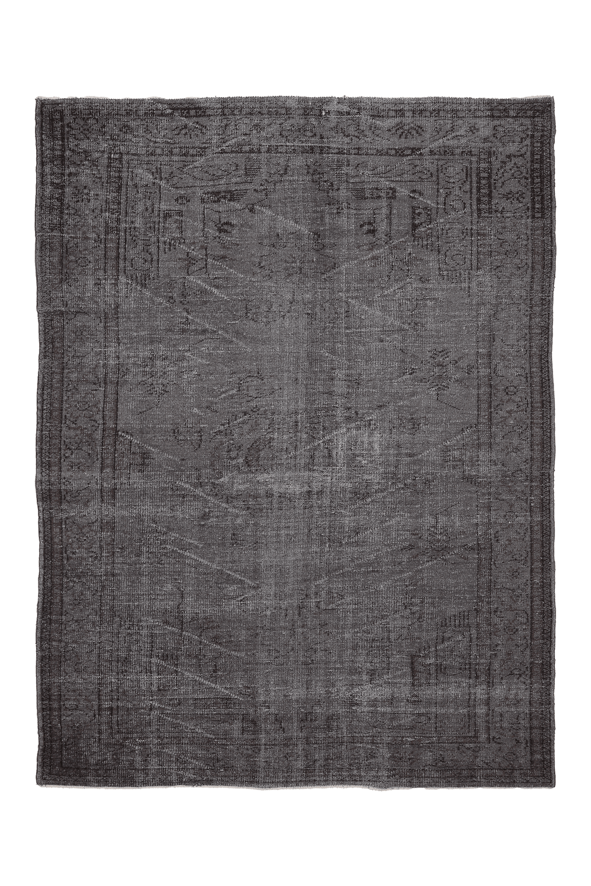 Vintage Isparta Turkish Area Rug 6x8 ft — Gray & Brown Overdyed