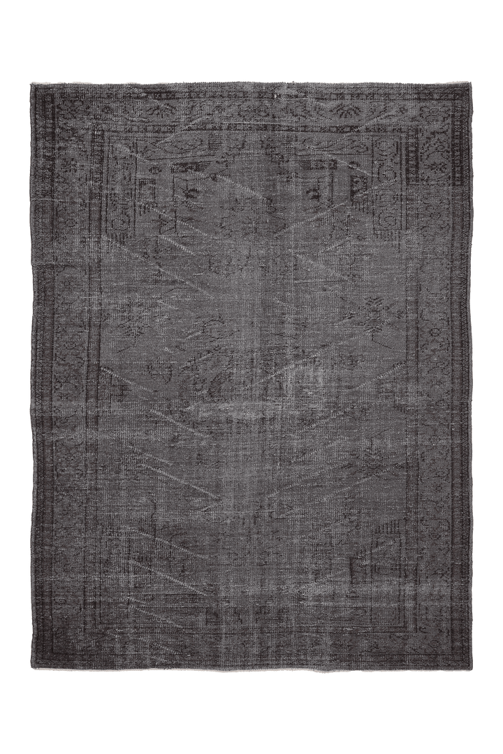 Vintage Isparta Turkish Area Rug 6x8 ft — Gray & Brown Overdyed
