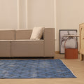 Vintage Isparta Turkish Area Rug 6x9 ft — Blue & Gray Overdyed