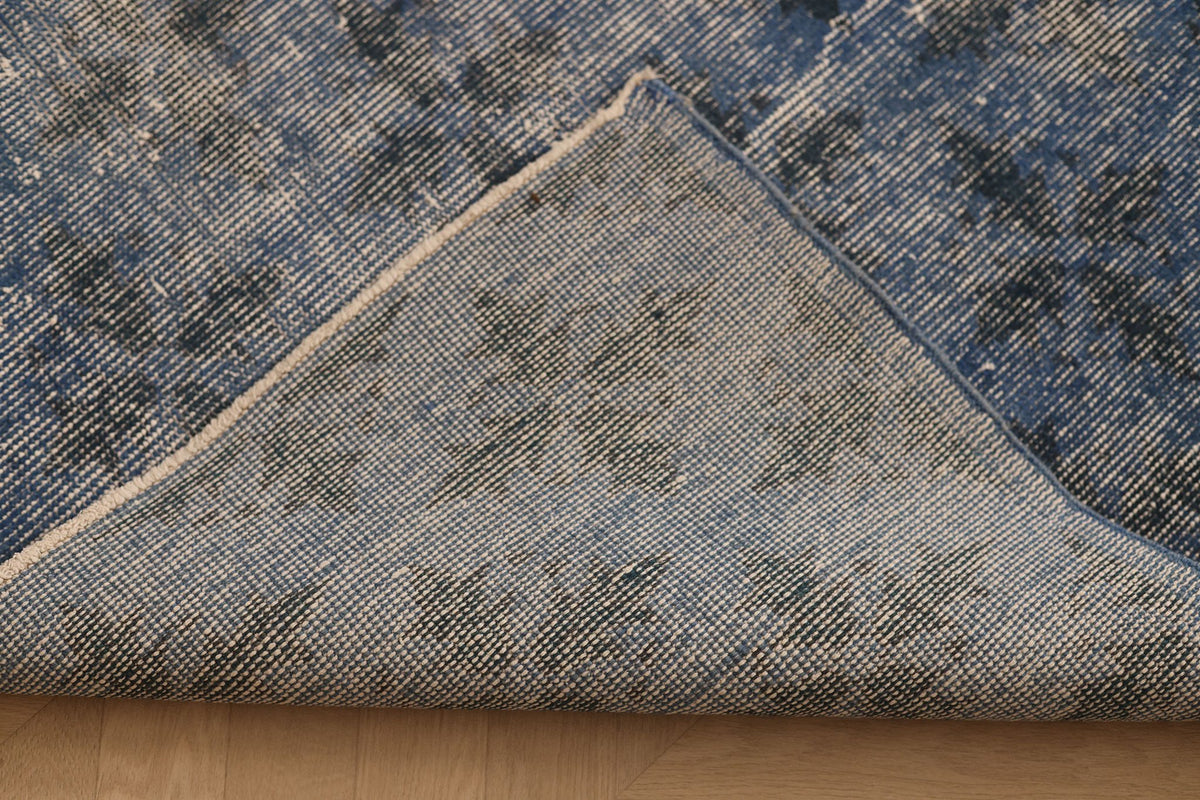 Vintage Isparta Turkish Area Rug 6x9 ft — Blue & Gray Overdyed