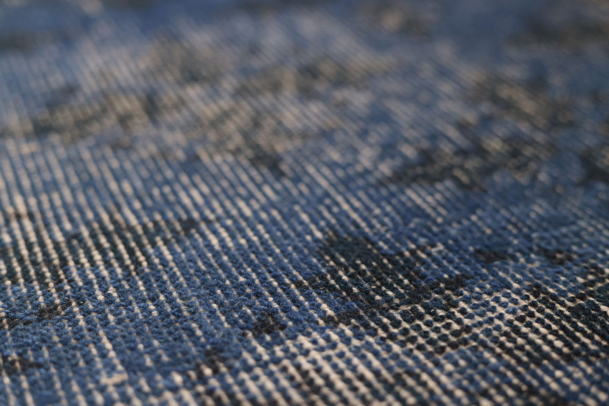 Vintage Isparta Turkish Area Rug 6x9 ft — Blue & Gray Overdyed