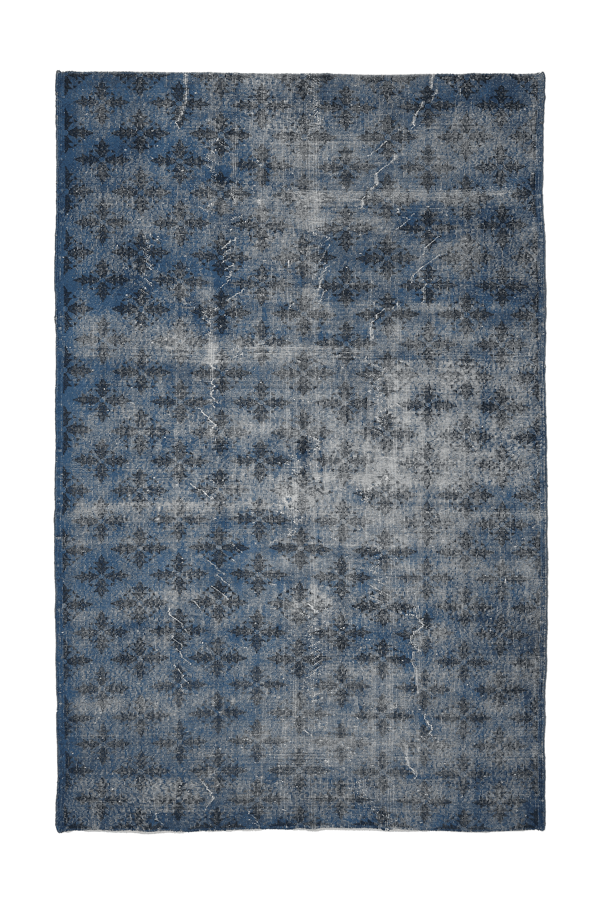 Vintage Isparta Turkish Area Rug 6x9 ft — Blue & Gray Overdyed
