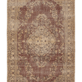 Vintage Isparta Turkish Area Rug 6x9 ft — Red & Beige Floral