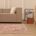 Vintage Isparta Turkish Area Rug 5x8 ft — Pink & Brown Floral