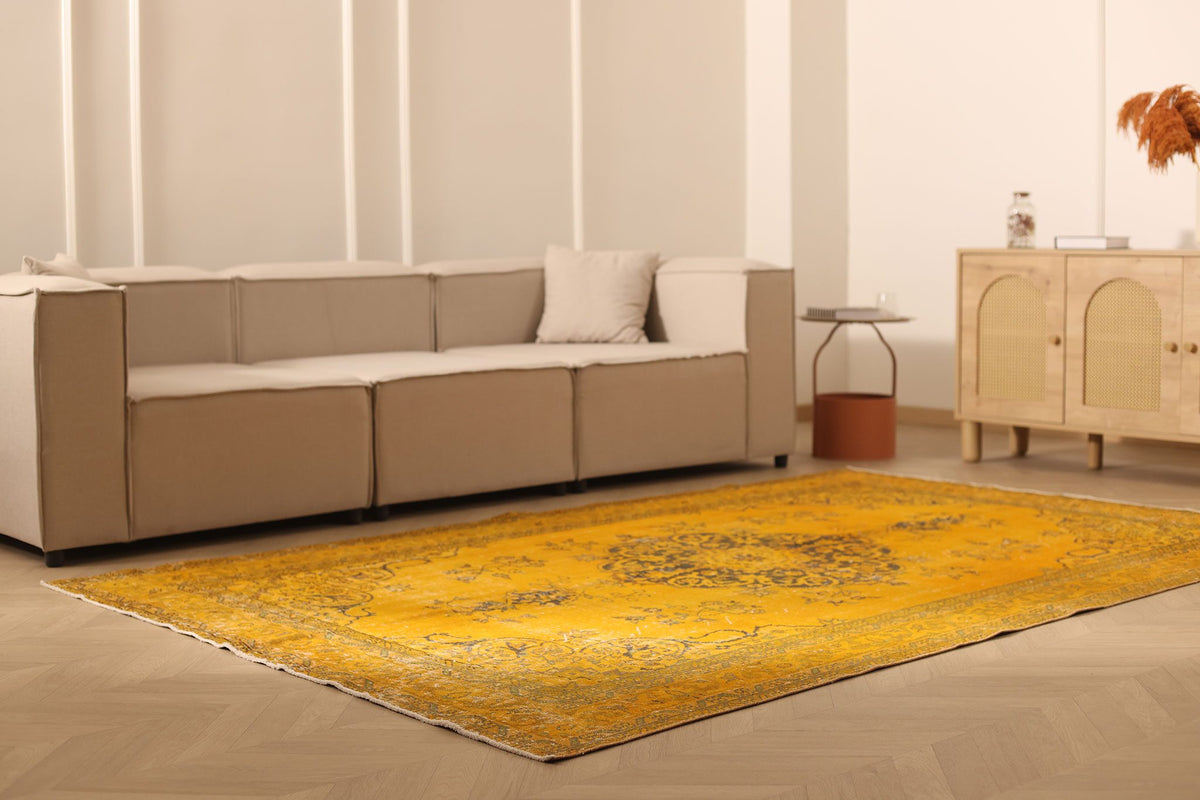 Vintage Isparta Turkish Area Rug 6x10 ft — Orange & Brown Overdyed