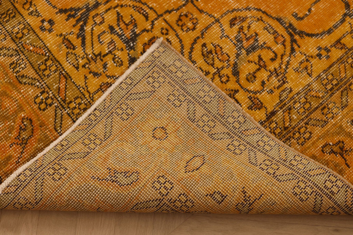Vintage Isparta Turkish Area Rug 6x10 ft — Orange & Brown Overdyed