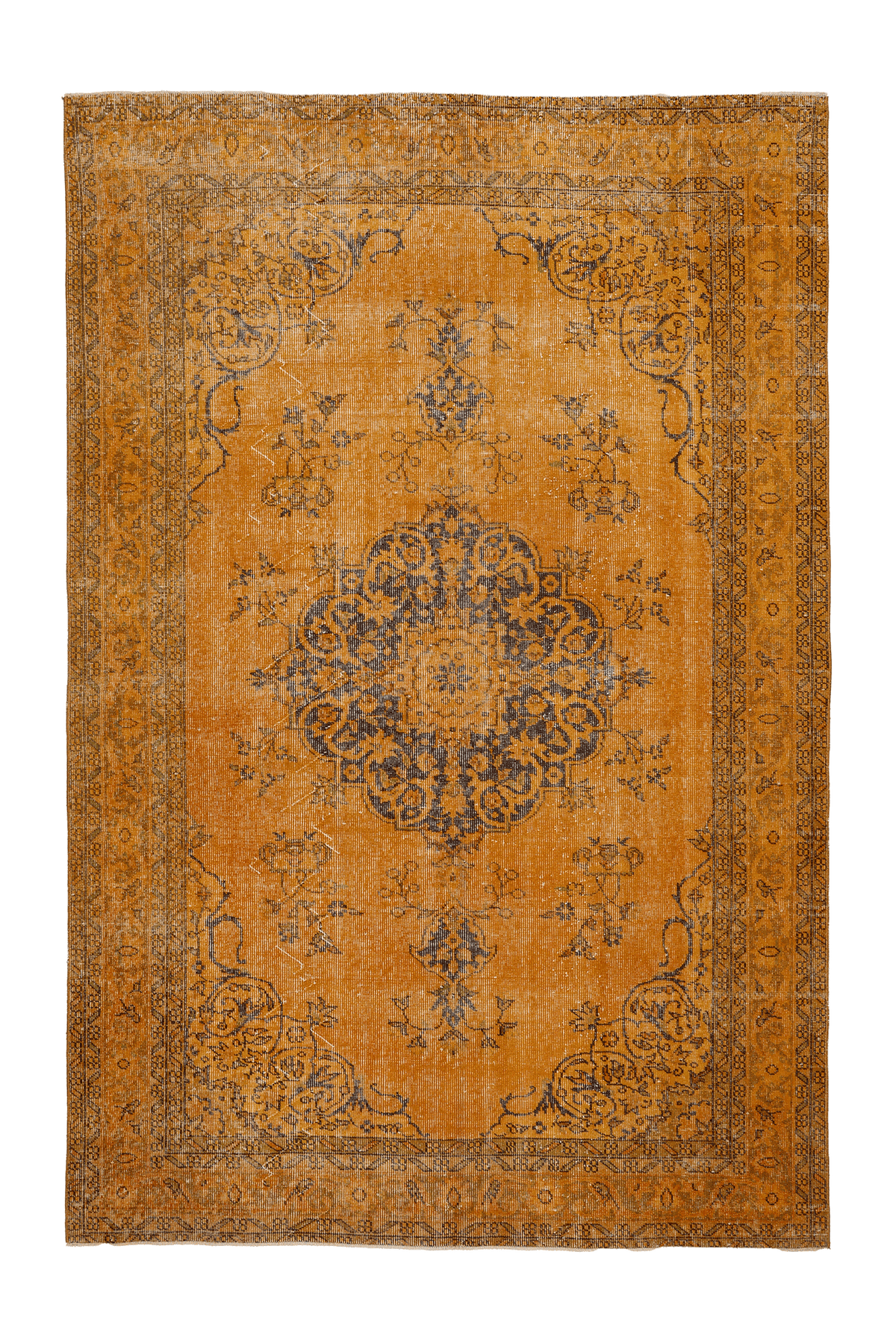 Vintage Isparta Turkish Area Rug 6x10 ft — Orange & Brown Overdyed