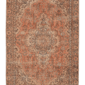 Vintage Isparta Turkish Area Rug 6x10 ft — Orange & Beige Floral