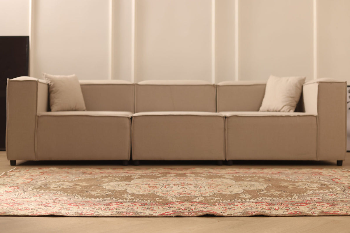 Vintage Isparta Turkish Area Rug 6x8 ft — Brown & Beige Floral
