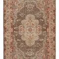 Vintage Isparta Turkish Area Rug 6x8 ft — Brown & Beige Floral