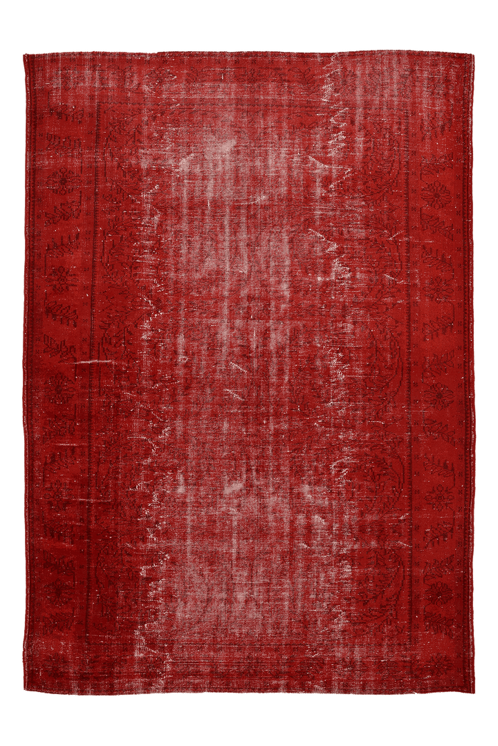Vintage Isparta Turkish Area Rug 7x10 ft — Red Overdyed