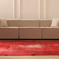 Vintage Manisa Turkish Area Rug 6x9 ft — Red Overdyed