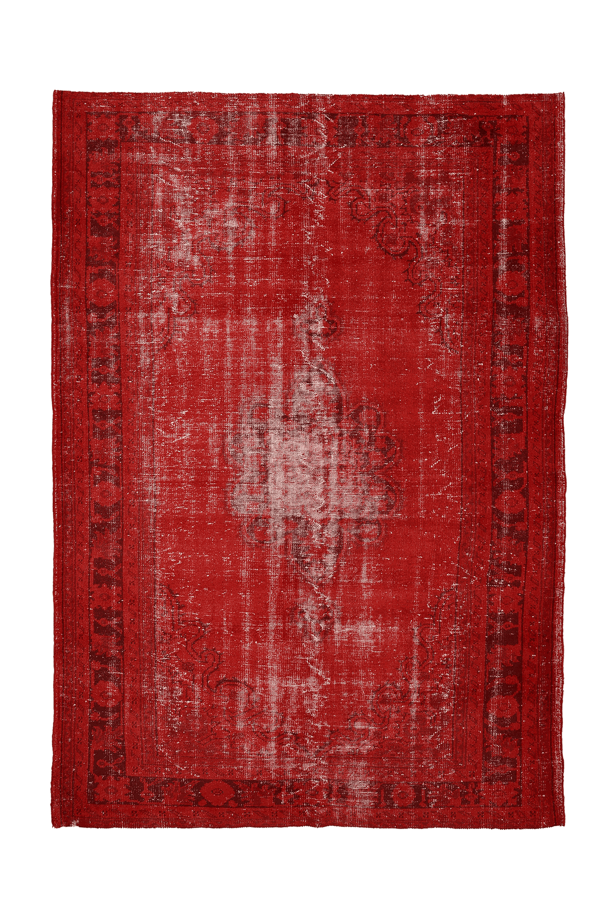 Vintage Manisa Turkish Area Rug 6x9 ft — Red Overdyed