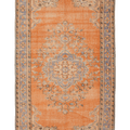 Vintage Manisa Turkish Area Rug 5x9 ft — Orange & Blue Floral