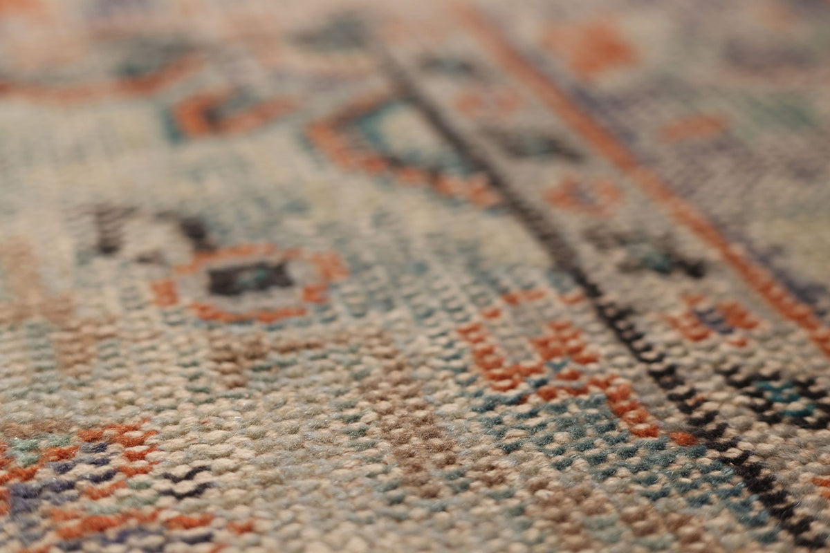 Vintage Manisa Turkish Area Rug 6x10 ft — Orange & Blue Floral
