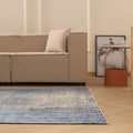 Vintage Manisa Turkish Area Rug 6x9 ft — Blue & Gray Overdyed