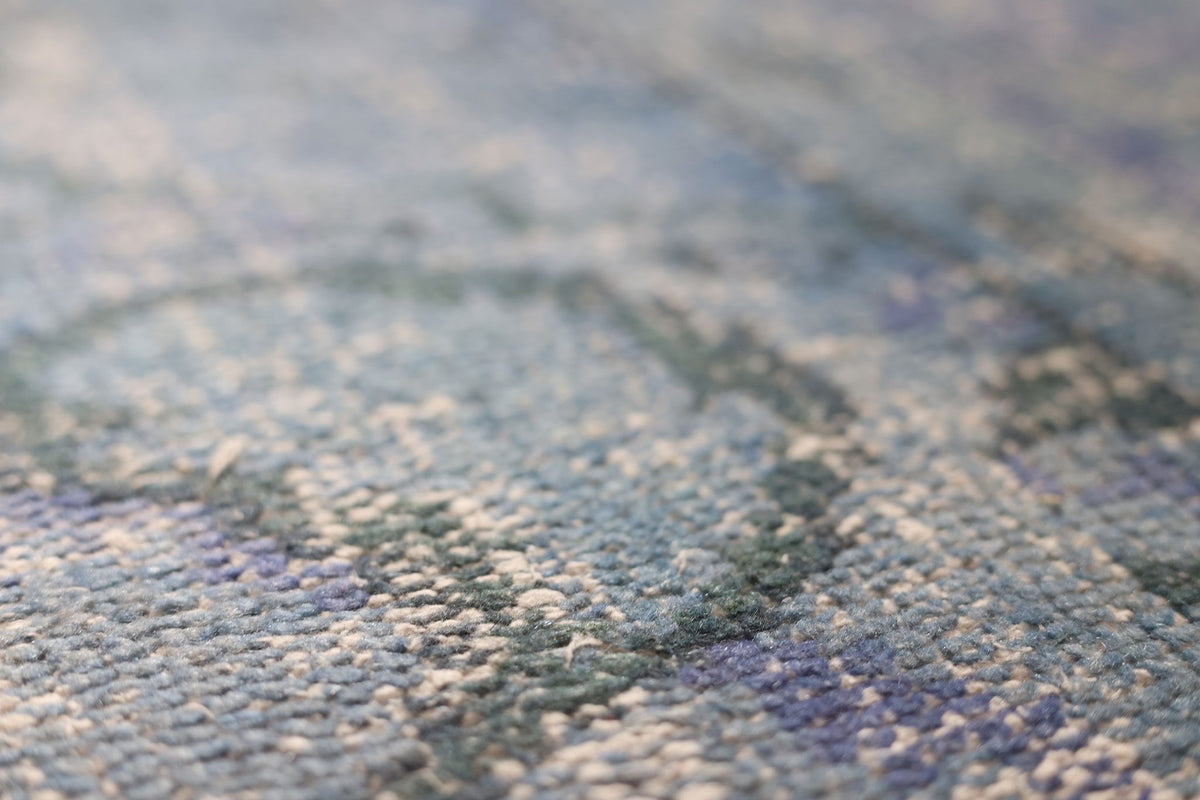 Vintage Manisa Turkish Area Rug 6x9 ft — Blue & Gray Overdyed