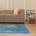 Vintage Isparta Turkish Area Rug 6x9 ft — Blue Overdyed