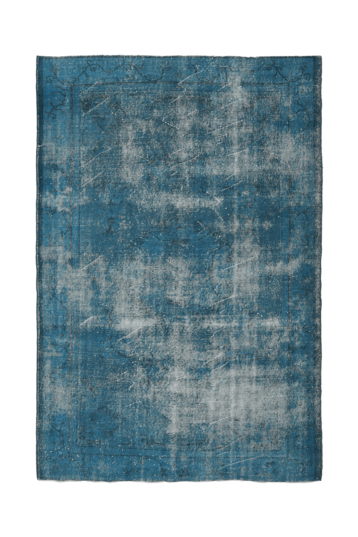 Vintage Isparta Turkish Area Rug 6x9 ft — Blue Overdyed