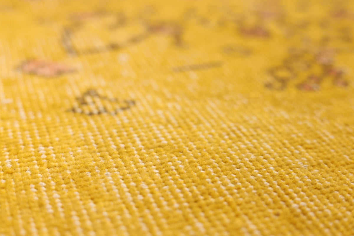 Vintage Isparta Turkish Area Rug 6x10 ft — Yellow & Orange Floral