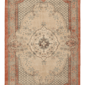 Vintage Isparta Turkish Area Rug 6x9 ft — Beige & Green Floral