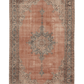 Vintage Isparta Turkish Area Rug 7x11 ft — Orange & Blue Floral