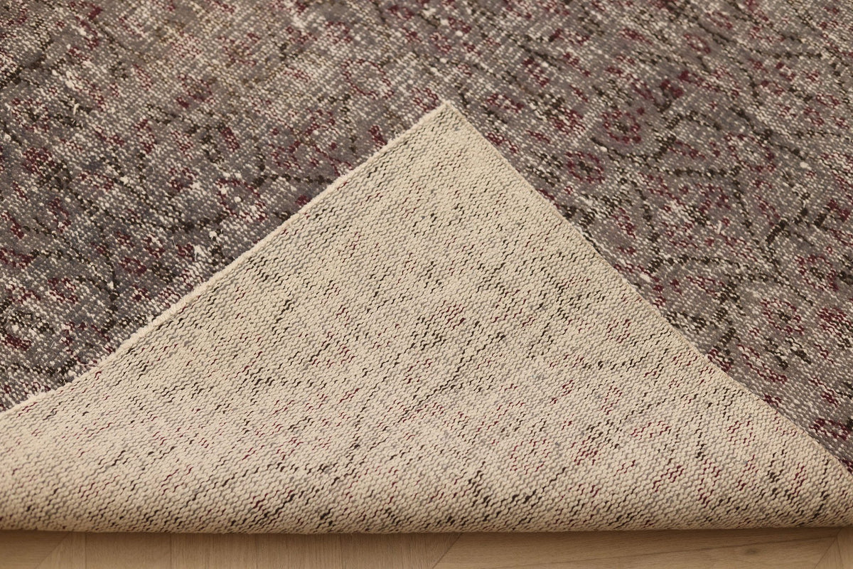 Vintage Isparta Turkish Area Rug 6x9 ft — Gray & Brown Overdyed